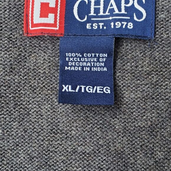 Chaps Men Grey/Gray Vneck Sweater Pullover Vest - Picture 10 of 13